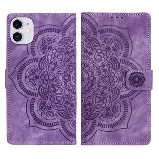 For iPhone 11 Mandala Embossed Retro Frosted Leather Phone Case(Purple)