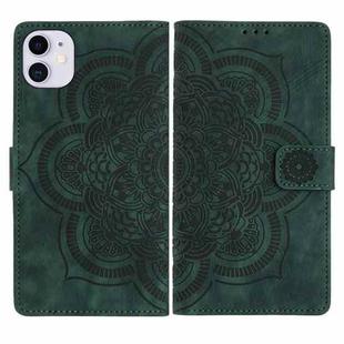 For iPhone 11 Mandala Embossed Retro Frosted Leather Phone Case(Green)