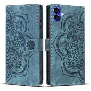For iPhone 17 Mandala Embossed Retro Frosted Leather Phone Case(Blue)