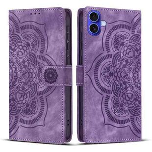 For iPhone 17 Mandala Embossed Retro Frosted Leather Phone Case(Purple)