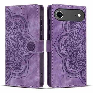 For iPhone 17 Air Mandala Embossed Retro Frosted Leather Phone Case(Purple)