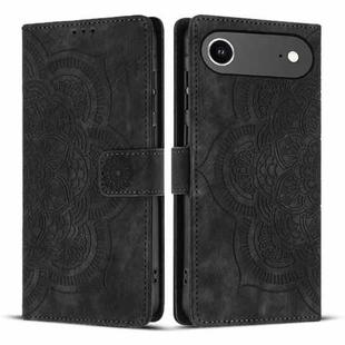 For iPhone 17 Air Mandala Embossed Retro Frosted Leather Phone Case(Black)