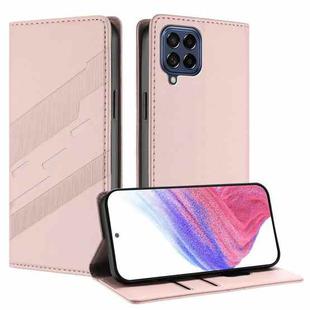 For Samsung Galaxy M53 5G Embossed Multi-functional Wallet Retro Leather Phone Case(Pink)