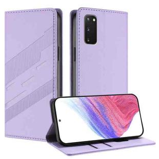For Samsung Galaxy S20 FE 4G / 5G Embossed Multi-functional Wallet Retro Leather Phone Case(Light Purple)