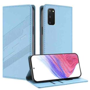 For Samsung Galaxy S20 FE 4G / 5G Embossed Multi-functional Wallet Retro Leather Phone Case(Light Blue)