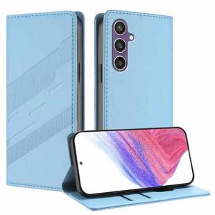 For Samsung Galaxy S23 FE 5G Embossed Multi-functional Wallet Retro Leather Phone Case(Light Blue)