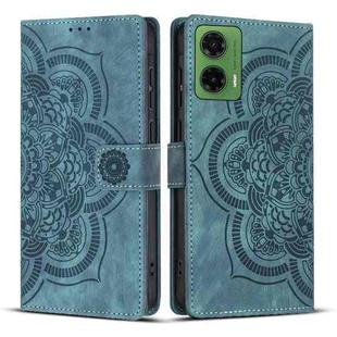 For Motorola Moto G35 5G Mandala Embossed Retro Frosted Leather Phone Case(Blue)