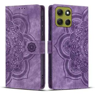 For Motorola Moto G56 5G Mandala Embossed Retro Frosted Leather Phone Case(Purple)
