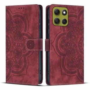 For Motorola Moto G86 5G Mandala Embossed Retro Frosted Leather Phone Case(Red)