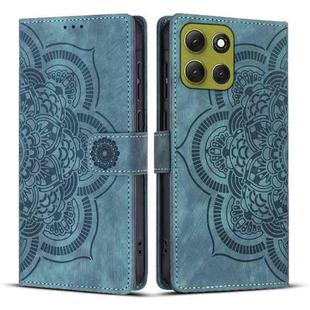 For Motorola Moto G86 5G Mandala Embossed Retro Frosted Leather Phone Case(Blue)