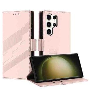 For Samsung Galaxy S25 Ultra 5G Embossed Multi-functional Side Suction Wallet Retro Leather Phone Case(Pink)