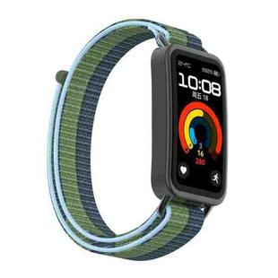 For Huawei Band 10 / 9 / 8 Metal Connector Nylon Loop Hook and Loop Fastener Watch Band(Deep Blue)