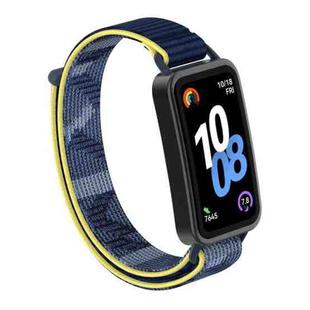 For Huawei Band 10 / 9 / 8 Plastic Connector Nylon Loop Hook and Loop Fastener Watch Band(Quiet Blue)
