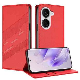 For Asus Zenfone 10 Embossed Multi-functional Wallet Retro Leather Phone Case(Red)