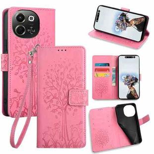 For Tecno Spark 30 4G Tree & Deer Embossed Leather Phone Case(Pink)