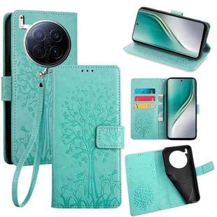 For Tecno Camon 40 Premier Tree & Deer Embossed Leather Phone Case(Green)