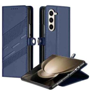 For Samsung Galaxy Z Fold6 5G Embossed Multi-functional Wallet Retro Leather Phone Case(Dark Blue)