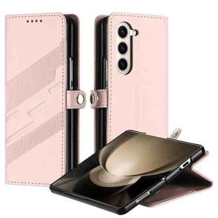 For Samsung Galaxy Z Fold5 5G Embossed Multi-functional Wallet Retro Leather Phone Case(Pink)