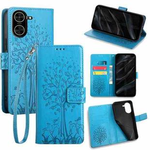 For Redmi A5 4G 171.7mm Tree & Deer Embossed Leather Phone Case(Blue)