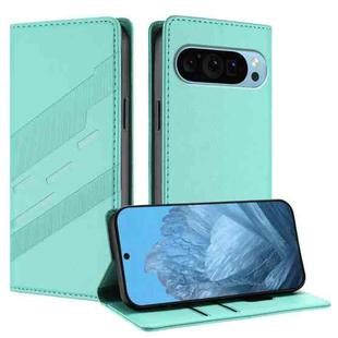 For Google Pixel 9 Embossed Multi-functional Wallet Retro Leather Phone Case(Mint Green)