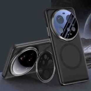 For Xiaomi 15 Ultra Feather Metal Lens Holder MagSafe Skin Feel Phone Case(Obsidian Black)
