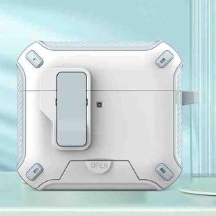 For AirPods 4 Wireless Bluetooth Earphones MagSafe Holder Protective Case(White Light Blue)