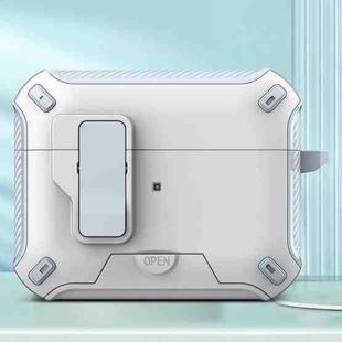 For AirPods Pro 2 Wireless Bluetooth Earphones MagSafe Holder Protective Case(White Light Blue)