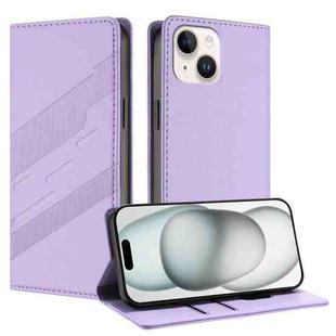 For iPhone 13 mini Embossed Multi-functional Wallet Retro Leather Phone Case(Light Purple)