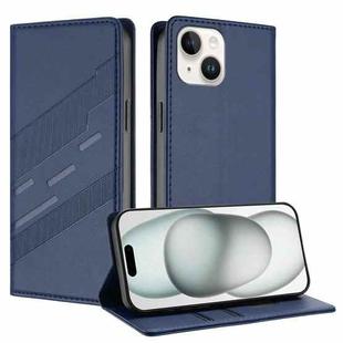 For iPhone 13 mini Embossed Multi-functional Wallet Retro Leather Phone Case(Dark Blue)