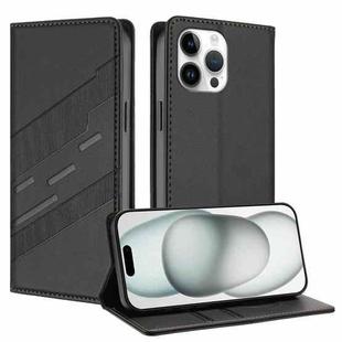 For iPhone 13 Pro Max Embossed Multi-functional Wallet Retro Leather Phone Case(Black)