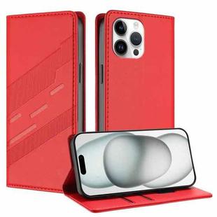 For iPhone 13 Pro Max Embossed Multi-functional Wallet Retro Leather Phone Case(Red)