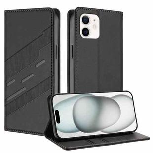 For iPhone 12 mini Embossed Multi-functional Wallet Retro Leather Phone Case(Black)