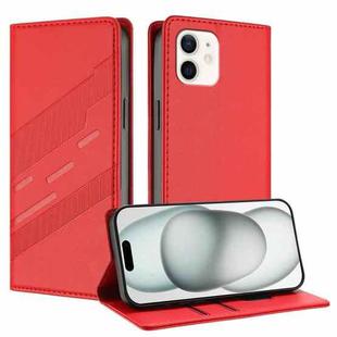 For iPhone 12 mini Embossed Multi-functional Wallet Retro Leather Phone Case(Red)