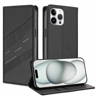 For iPhone 12 Pro Max Embossed Multi-functional Wallet Retro Leather Phone Case(Black)