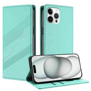 For iPhone 12 Pro Max Embossed Multi-functional Wallet Retro Leather Phone Case(Mint Green)