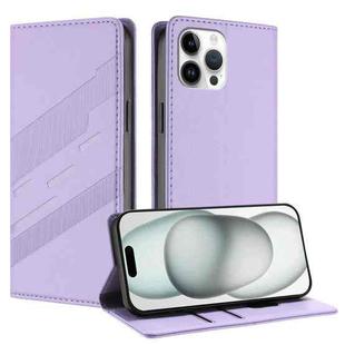 For iPhone 12 Pro Max Embossed Multi-functional Wallet Retro Leather Phone Case(Light Purple)