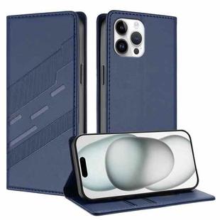 For iPhone 12 Pro Max Embossed Multi-functional Wallet Retro Leather Phone Case(Dark Blue)