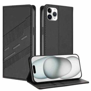 For iPhone 11 Pro Max Embossed Multi-functional Wallet Retro Leather Phone Case(Black)