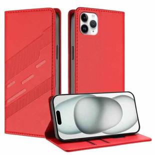 For iPhone 11 Pro Max Embossed Multi-functional Wallet Retro Leather Phone Case(Red)