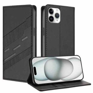 For iPhone 11 Pro Embossed Multi-functional Wallet Retro Leather Phone Case(Black)