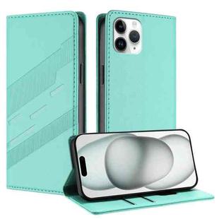 For iPhone 11 Pro Embossed Multi-functional Wallet Retro Leather Phone Case(Mint Green)