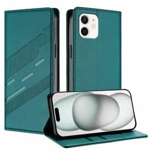 For iPhone 11 Embossed Multi-functional Wallet Retro Leather Phone Case(Dark Green)