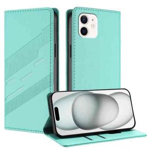 For iPhone 11 Embossed Multi-functional Wallet Retro Leather Phone Case(Mint Green)
