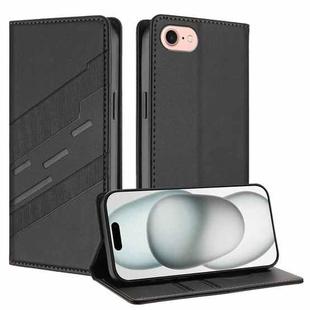 For iPhone SE 2022 / 2020 / 8 / 7 Embossed Multi-functional Wallet Retro Leather Phone Case(Black)