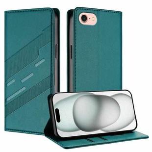 For iPhone SE 2022 / 2020 / 8 / 7 Embossed Multi-functional Wallet Retro Leather Phone Case(Dark Green)
