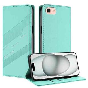 For iPhone SE 2022 / 2020 / 8 / 7 Embossed Multi-functional Wallet Retro Leather Phone Case(Mint Green)
