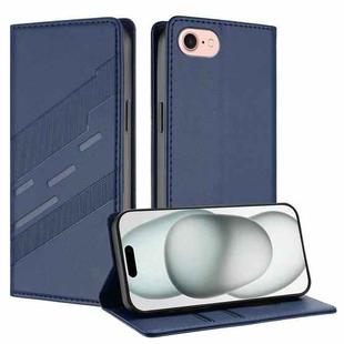 For iPhone SE 2022 / 2020 / 8 / 7 Embossed Multi-functional Wallet Retro Leather Phone Case(Dark Blue)