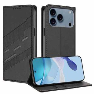For iPhone 17 Pro Max Embossed Multi-functional Wallet Retro Leather Phone Case(Black)
