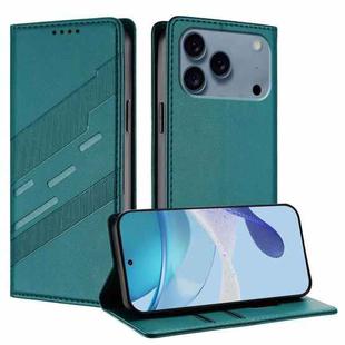 For iPhone 17 Pro Max Embossed Multi-functional Wallet Retro Leather Phone Case(Dark Green)