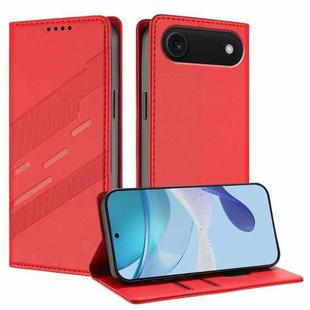 For iPhone 17 Air Embossed Multi-functional Wallet Retro Leather Phone Case(Red)